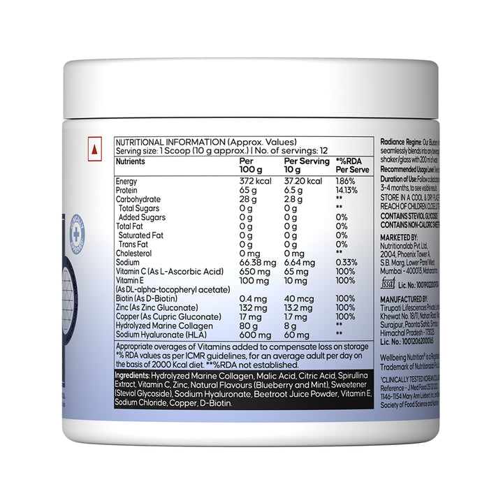 Marine Collagen Blueberry Mint Nutritional Information
