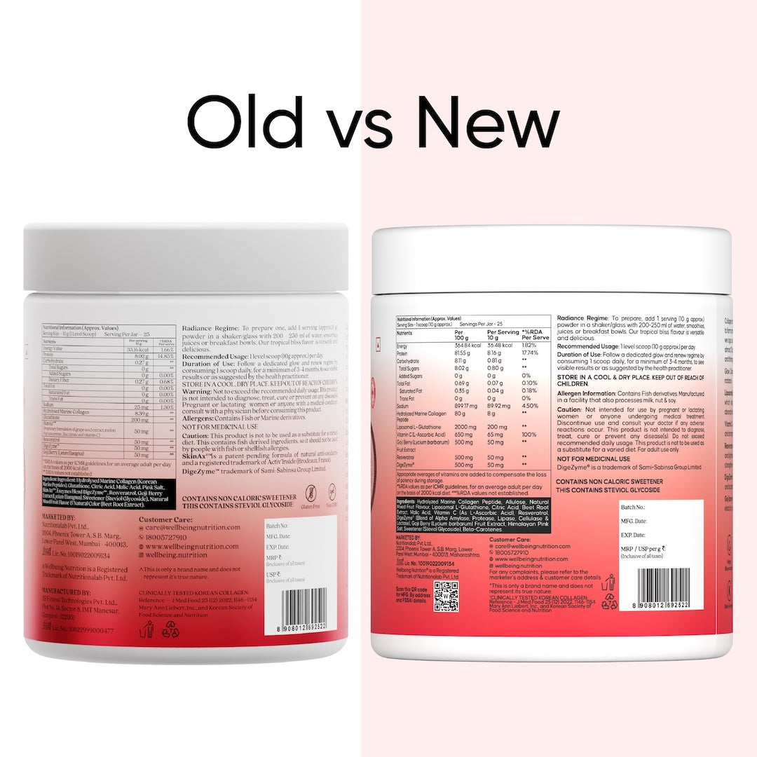 Glow Korean Marine Collagen Peptides with Liposomal Glutathione &amp; Vitamin C | Tropical Bliss Flavour | 250g
