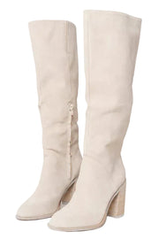 Noemie Damen Beige Hohe Stiefel – Elegante Bequeme Stiefel aus Kunstleder mit Figurbetontem Schnitt