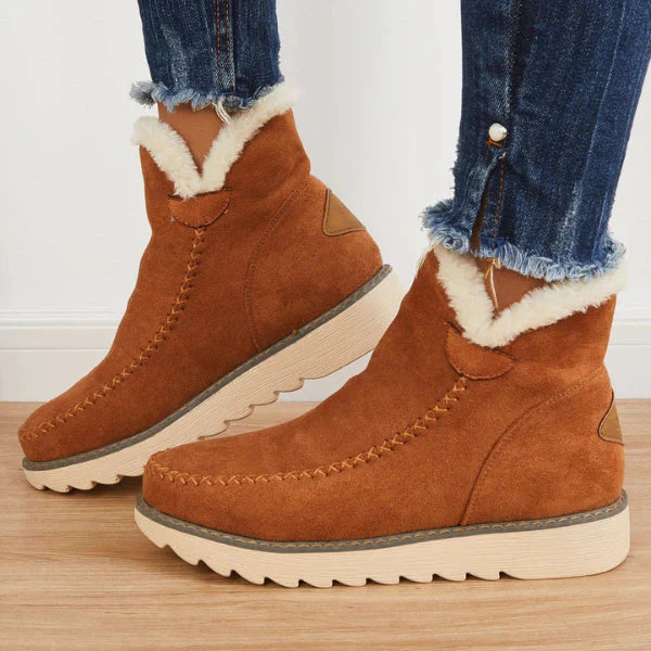 Paisley Støvler til kvinder – varme slip-on støvler med imiteret pelsfor og holdbar sål