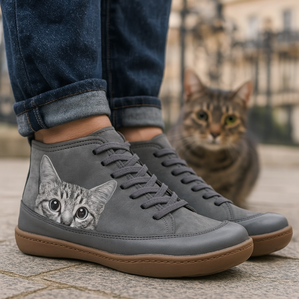 Angela dameslaarzen met kattenmotief – Comfortabele en warme winterschoenen met unieke stijl