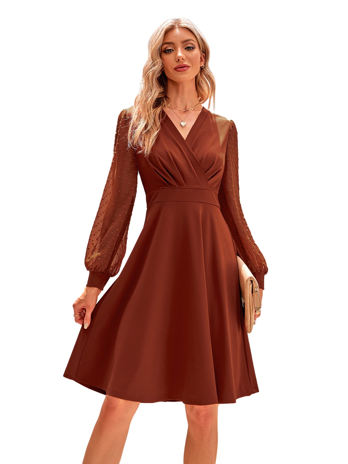 Juana Women's Robe – Vintage Style V-Neck, Long Sleeves & Elegant A-Line Midi Cut