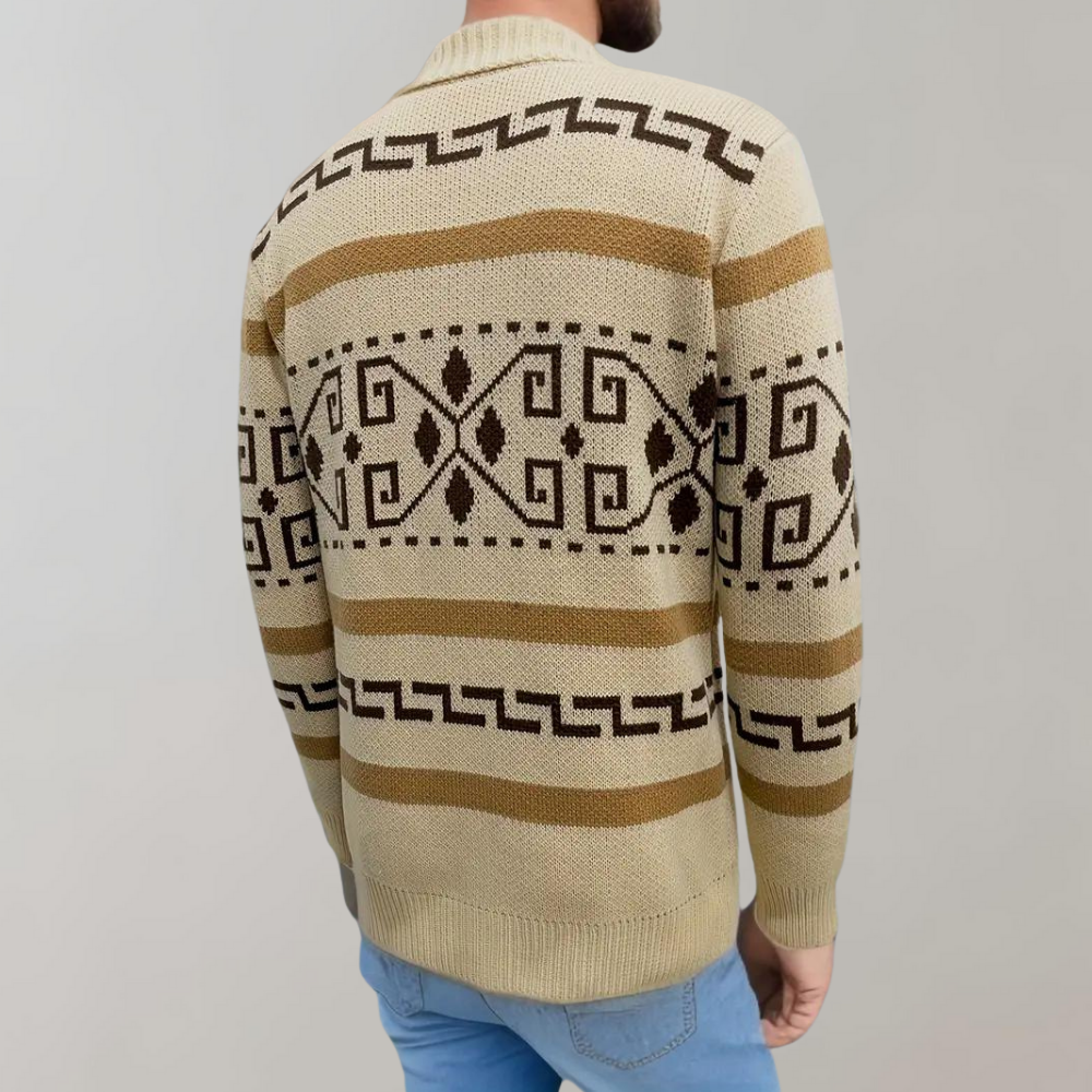 Josh Cardigan Muški Džakard Zapadni – Debela Pletenina, Patentni Zatvarač i Vintage Stil za Vanjsku Upotrebu
