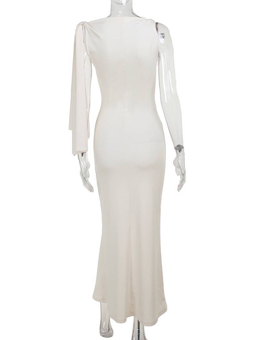 Winona Women's Evening Dress – Elegant Long One-Shoulder Sleeveless Dress with Solid Design
