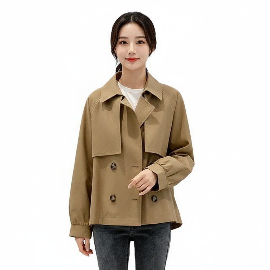 Charlotte Damen kurzer Trenchcoat – Leichte Frühlingsjacke mit tailliertem Schnitt & Reverskragen