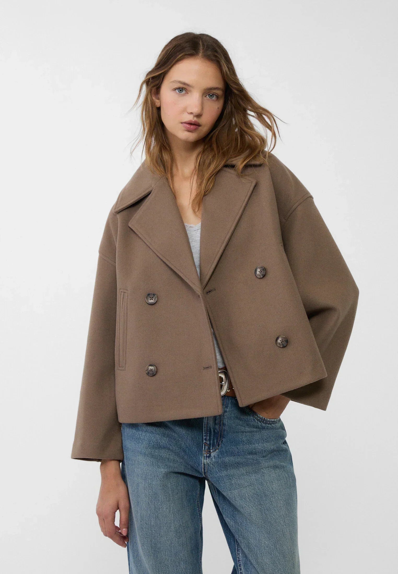 Olivia Femme Abrigo – Abrigo Corto Cruzado con Botones Elegantes y Estilo Moderno
