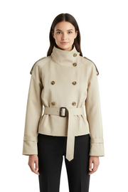 Chloé Women's Short Trench Coat – Modern Trench with Adjustable Belt and Stand-Up Collar