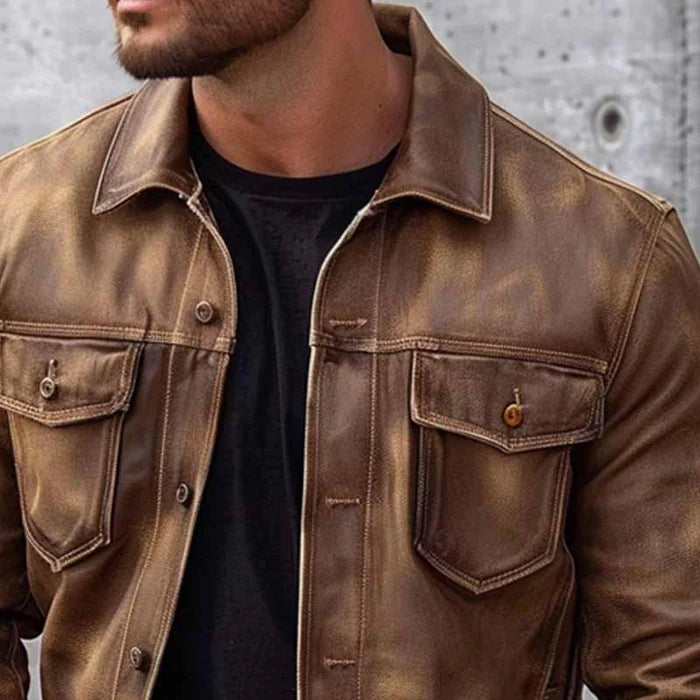 Chaqueta Pierre Vintage para hombre: una chaqueta de cuero elegante y duradera con un estilo atemporal.