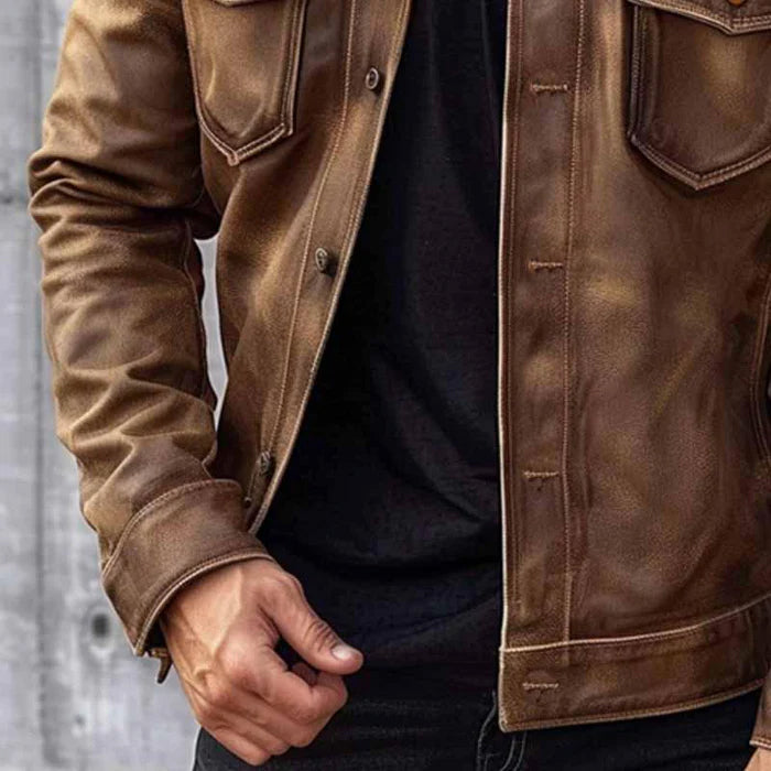 Pierre muška vintage jakna – elegantna i izdržljiva kožna jakna bezvremenog stila
