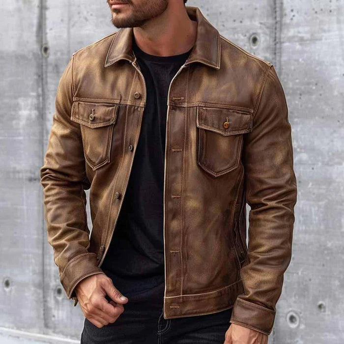 Chaqueta Pierre Vintage para hombre: una chaqueta de cuero elegante y duradera con un estilo atemporal.