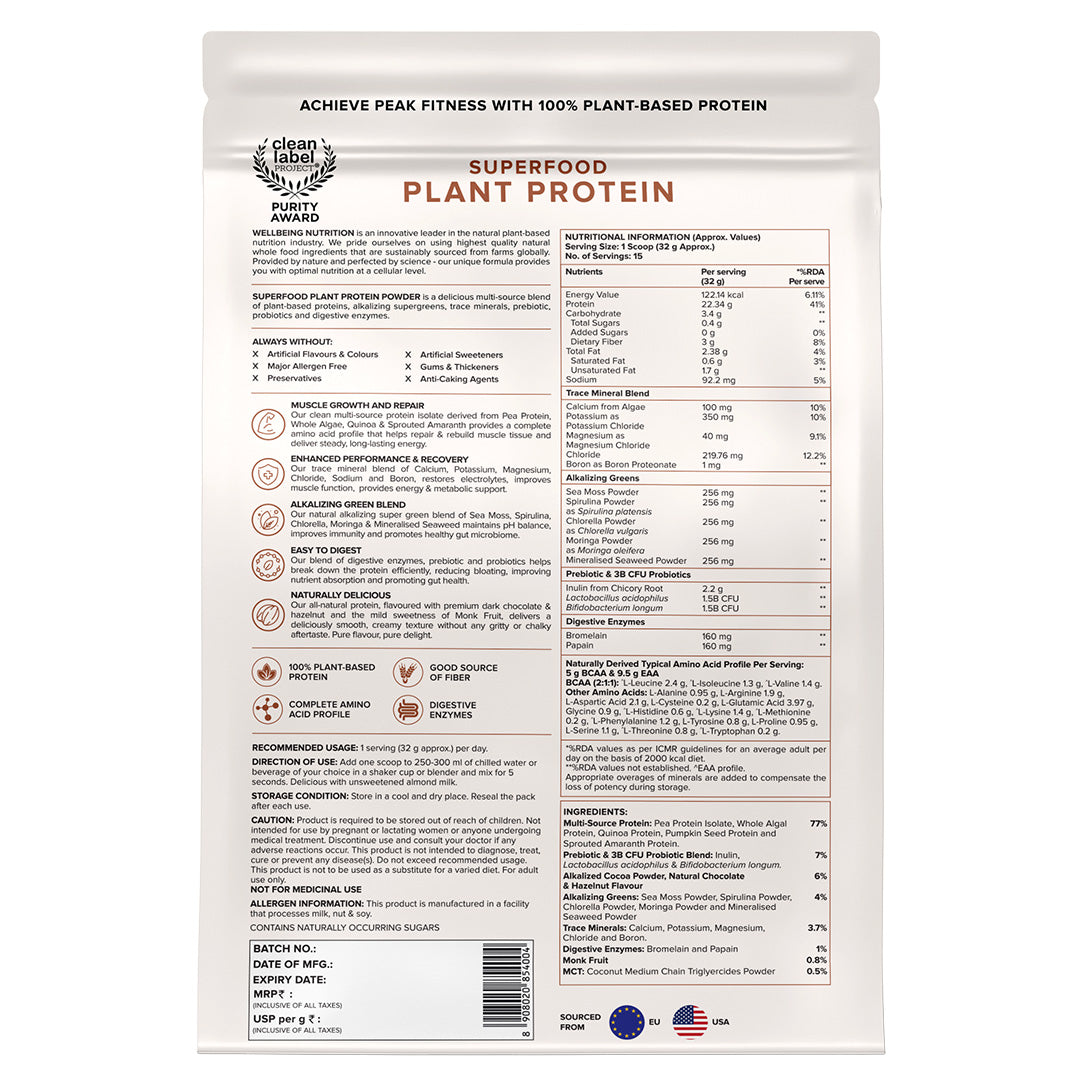 superfood plant protein back side pack