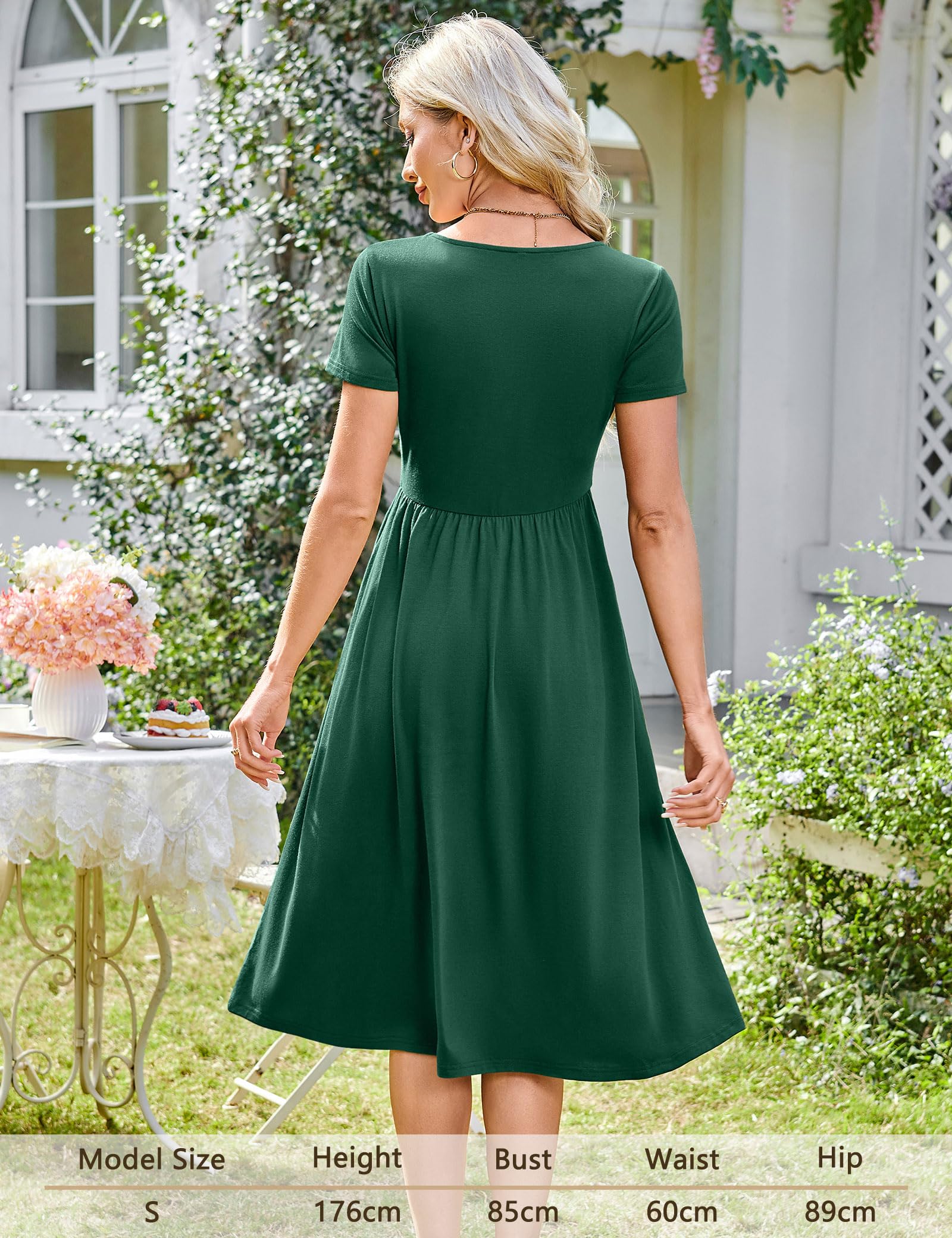 Rochie Maloi pentru femei – guler rotund, croială evazată midi și talie elastică cu buzunare, vară