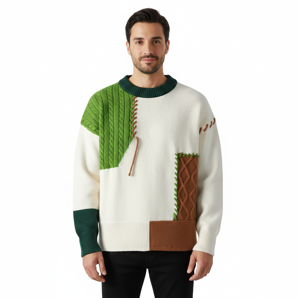 Dave Pull Patchwork Męski – Unikalny Design, Ciepły Komfort i Nowoczesny Styl na Zimę