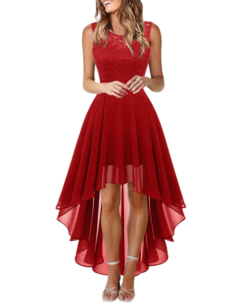 Drel Damen Kleid – Langes ärmelloses Spitzenkleid, Rundhalsausschnitt, Boho Chic, Elegant