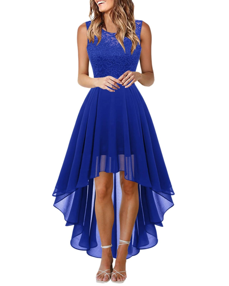 Drel Damen Kleid – Langes ärmelloses Spitzenkleid, Rundhalsausschnitt, Boho Chic, Elegant
