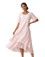 Efeline Women's Midi Dress with Ruffles – Elegant Flowing Fit & Lightweight Breathable Fabric
