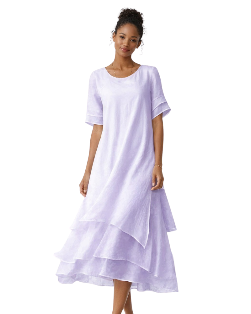 Efeline Women's Midi Dress with Ruffles – Elegant Flowing Fit & Lightweight Breathable Fabric