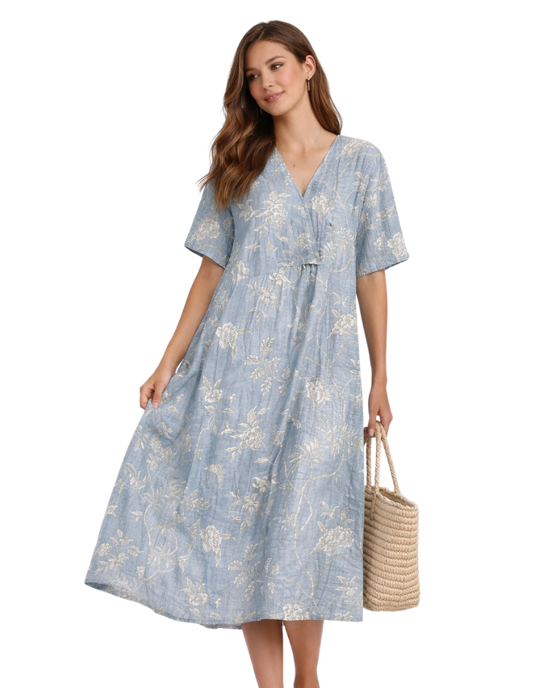 Sierra Damenkleid Baumwolle – Eleganter, fließender Schnitt & leichtes, atmungsaktives Gewebe