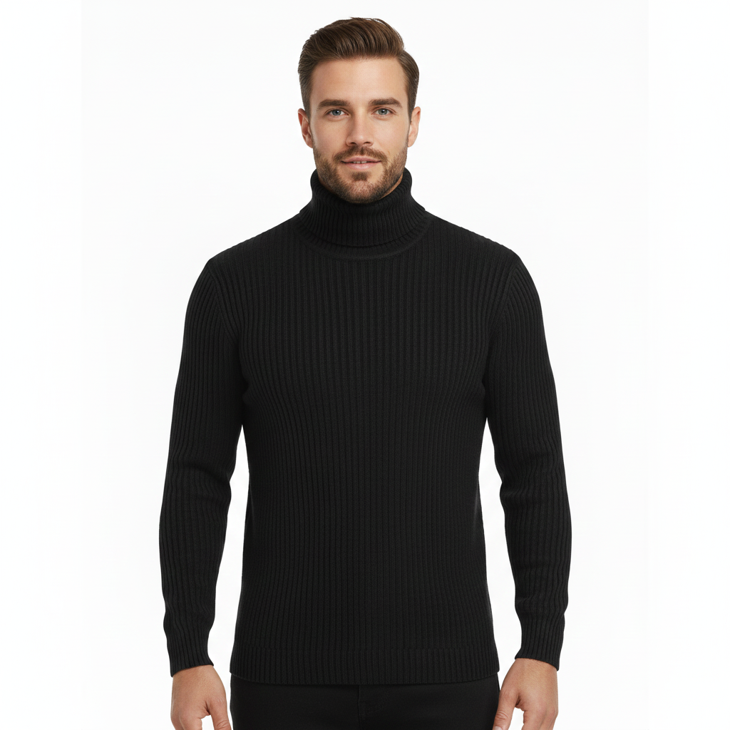 Driego Męski Sweter z Golfem Slim Fit Prążkowany – Ciepła Dzianina i Nowoczesny Styl