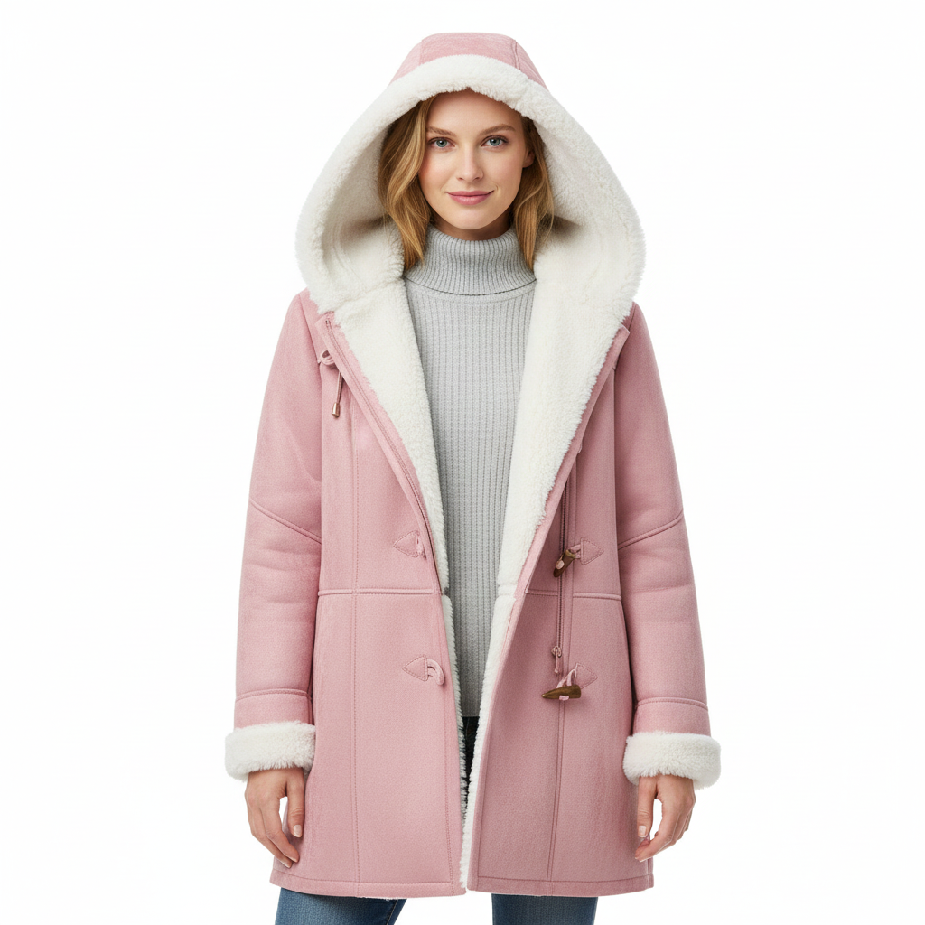 Emie Women's Coat Lined with Faux Fur – Hood & Toggle Closure