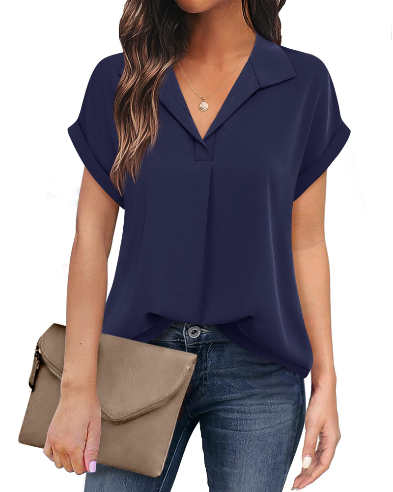 Eluna ženska košulja – lagana bluza od muslina s elegantnim V-izrezom za poslovni casual stil