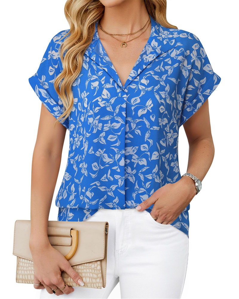 Eluna ženska košulja – lagana bluza od muslina s elegantnim V-izrezom za poslovni casual stil