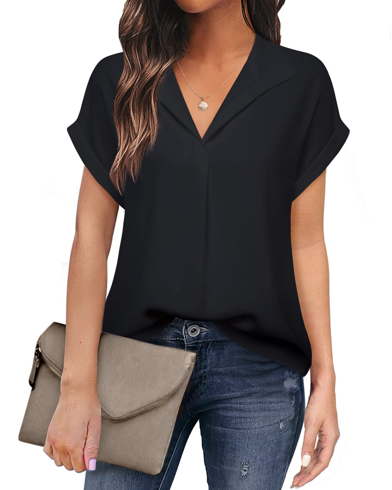 Eluna ženska košulja – lagana bluza od muslina s elegantnim V-izrezom za poslovni casual stil