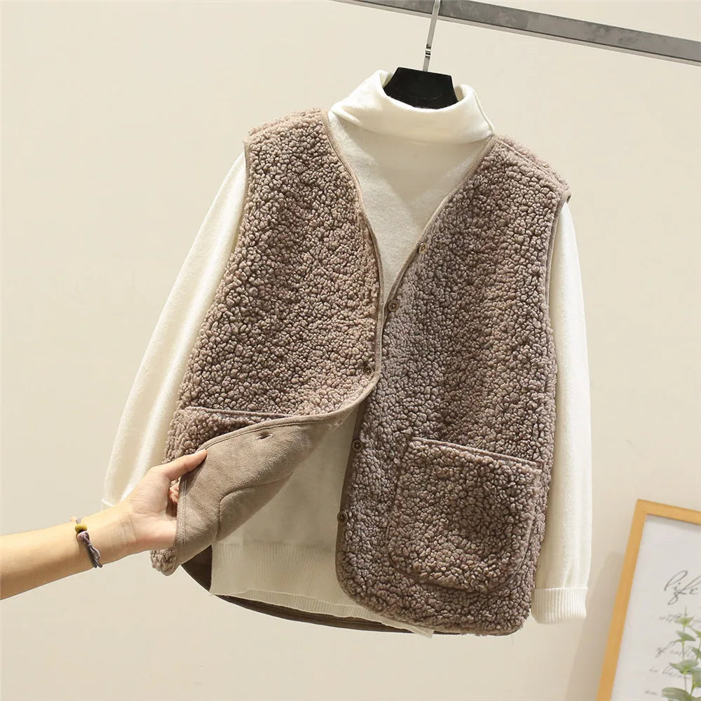 Kate Gilet Femme Sans Manches – Sherpa Effet Laine de Mouton Chaud, Léger & Décontracté