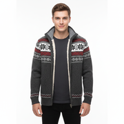 Moris Herren-Fleeceweste – Winter-Jacquardjacke mit hohem Kragen & skandinavischen Mustern