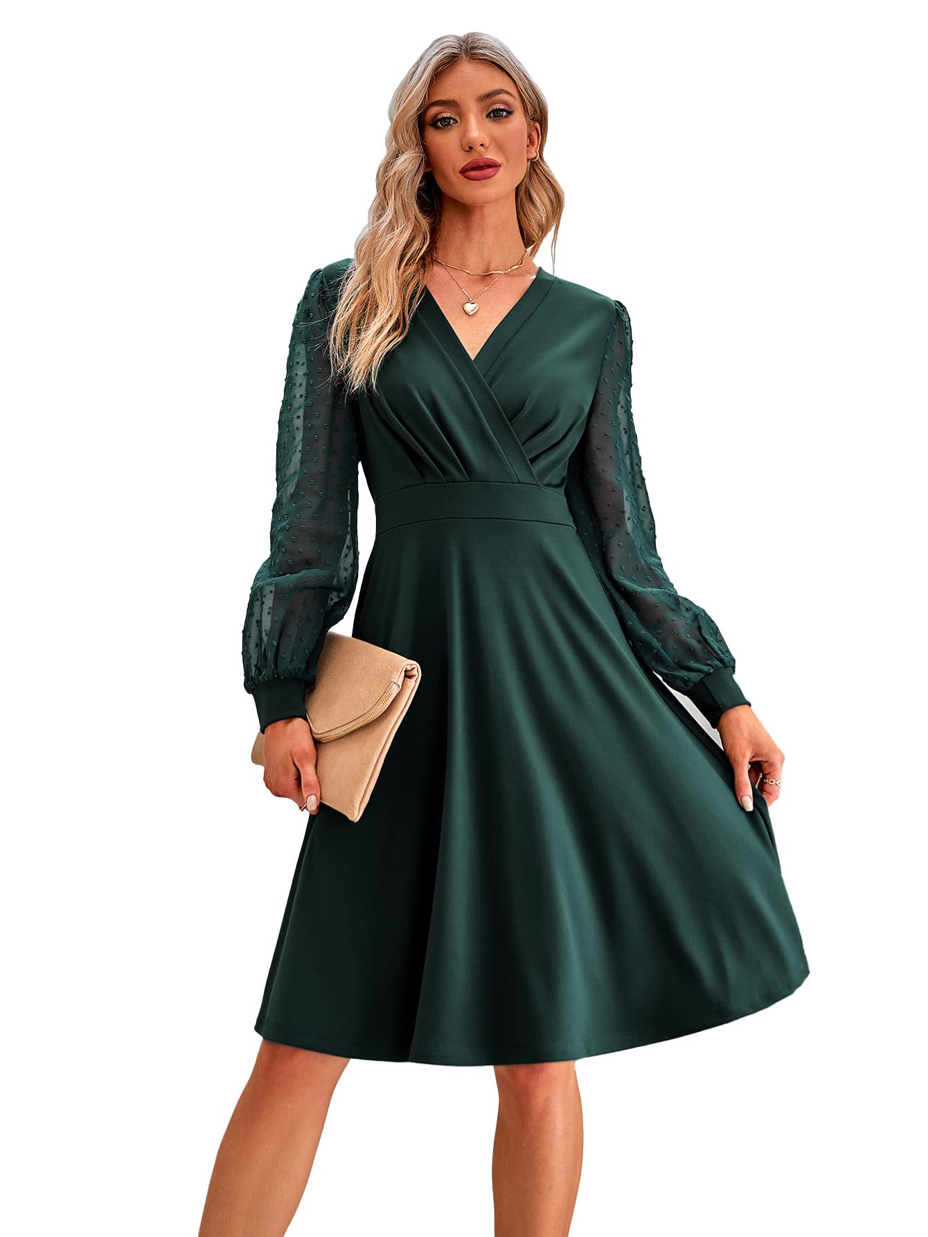 Juana Women's Robe – Vintage Style V-Neck, Long Sleeves & Elegant A-Line Midi Cut