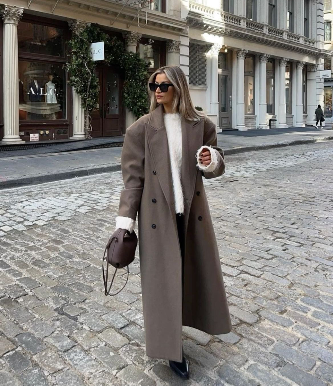 Claudia Manteau Oversize Donna – Giacca Elegante Doppiopetto con Spalle Strutturate
