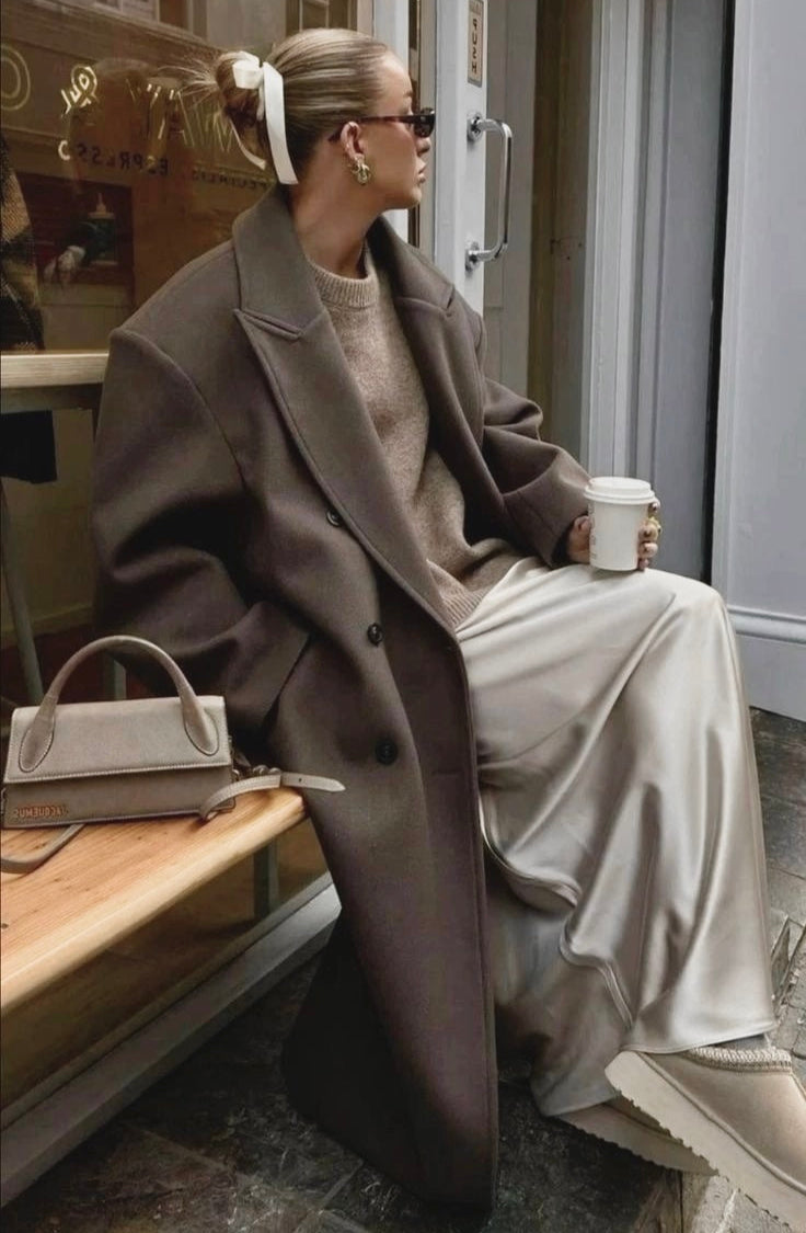 Claudia Manteau Oversize Donna – Giacca Elegante Doppiopetto con Spalle Strutturate
