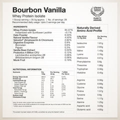 Whey Protein Isolate 26g | 1kg | 4B CFU Probiotics | Bourbon Vanilla