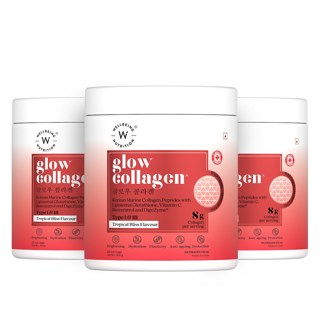 Glow Korean Marine Collagen Peptides with Liposomal Glutathione & Vitamin C | Tropical Bliss Flavour | 250g