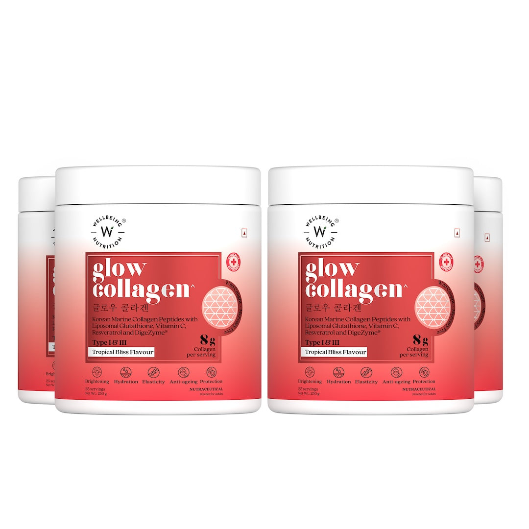 Glow Korean Marine Collagen Peptides with Liposomal Glutathione &amp; Vitamin C | Tropical Bliss Flavour | 250g