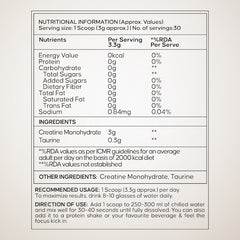Creatine Monohydrate | 100g | 300mg Taurine | Unflavoured