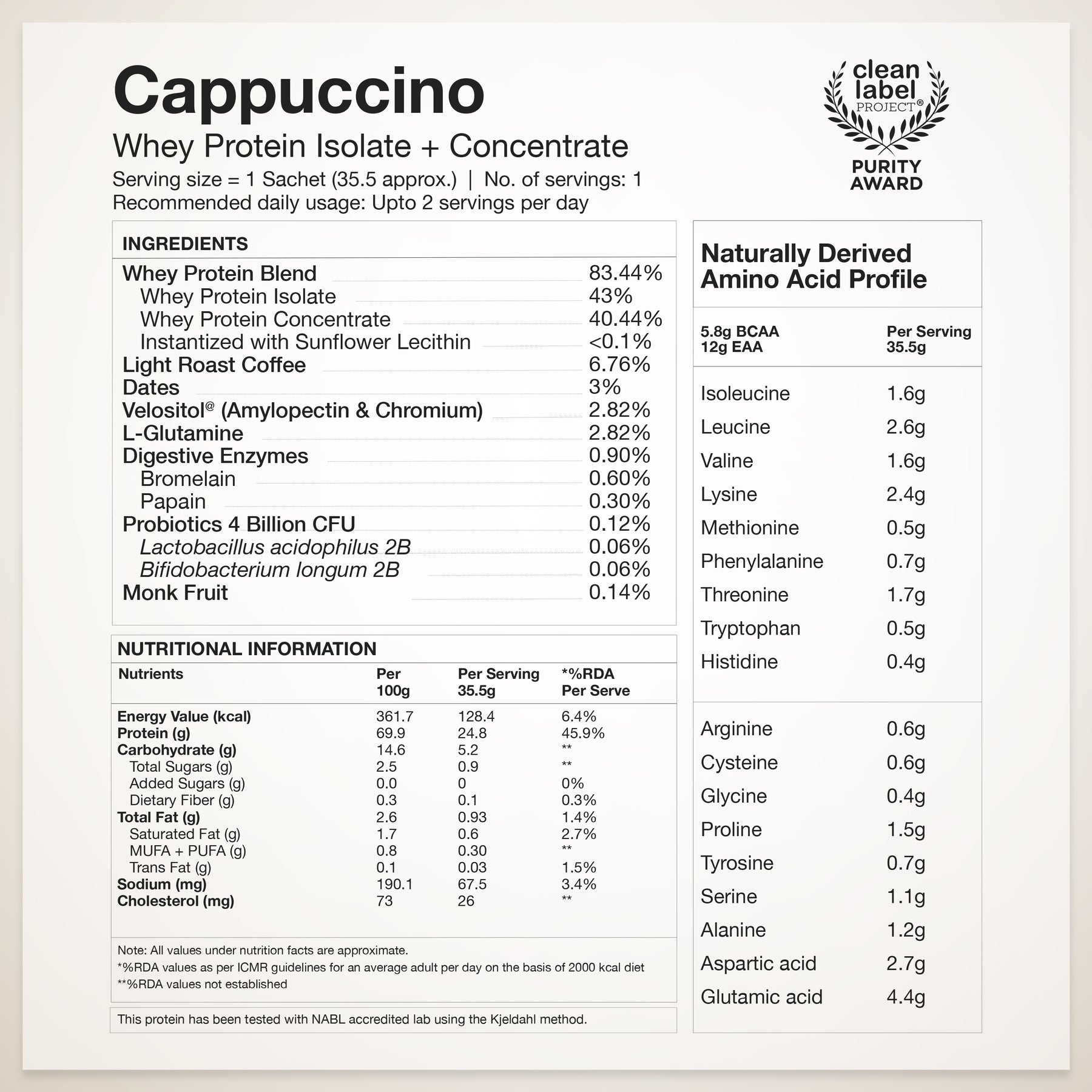 Whey Protein Blend Cappuccino Gift Sachet