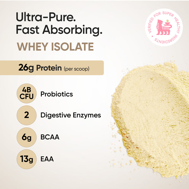 Whey Protein Isolate 26g | 1kg | 4B CFU Probiotics | Bourbon Vanilla