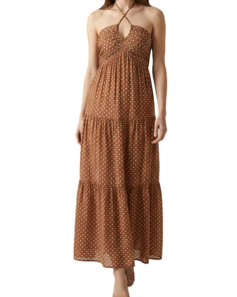 Φόρεμα Leticia Maxi για γυναίκες – Ρυθμιζόμενη halter λαιμόκοψη, ρευστή γραμμή με βολάν & τσέπες για το καλοκαίρι