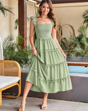 Bea Robe Maxi Femme – elegantní šaty A-linie s nařaseným pasem, rozparkem a kapsami