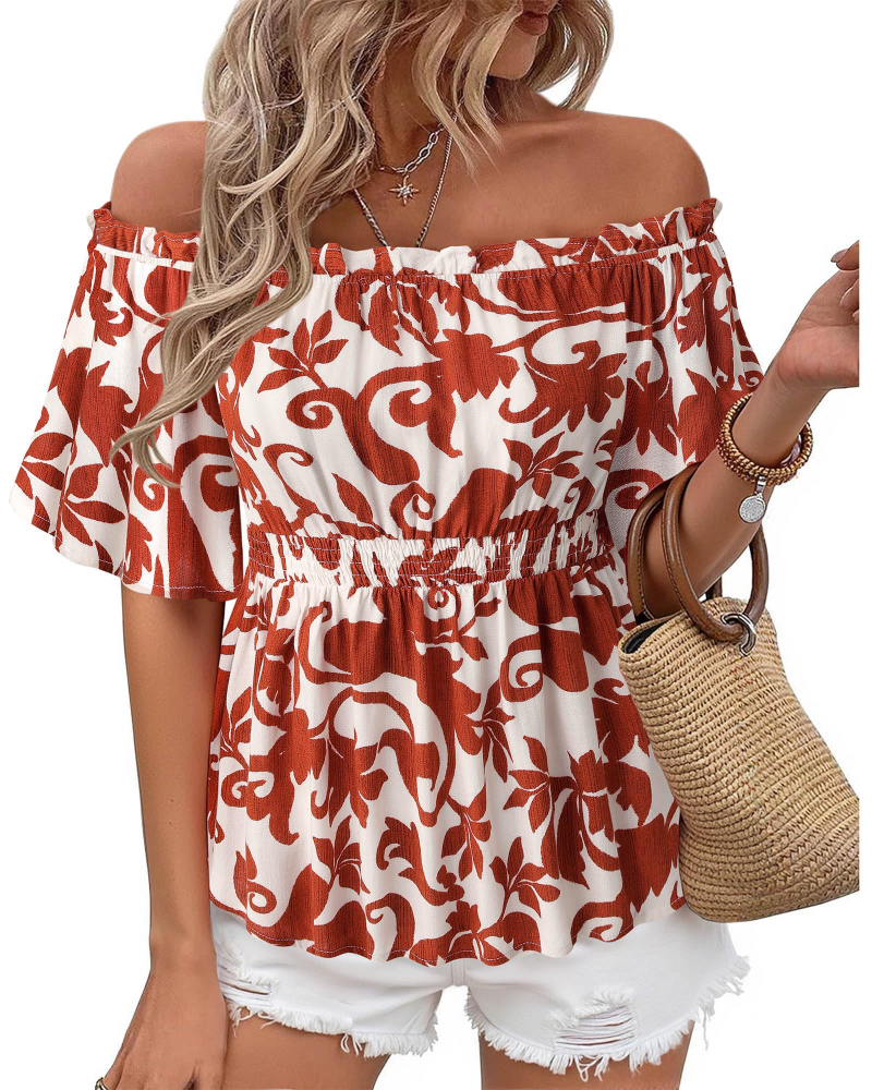 Lenora Top Femme – Bluzka hiszpanka z falbanami, dopasowany krój, elegancka na lato