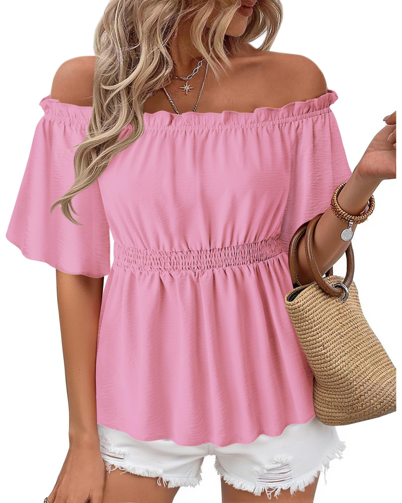 Lenora Top Femme – Bluzka hiszpanka z falbanami, dopasowany krój, elegancka na lato