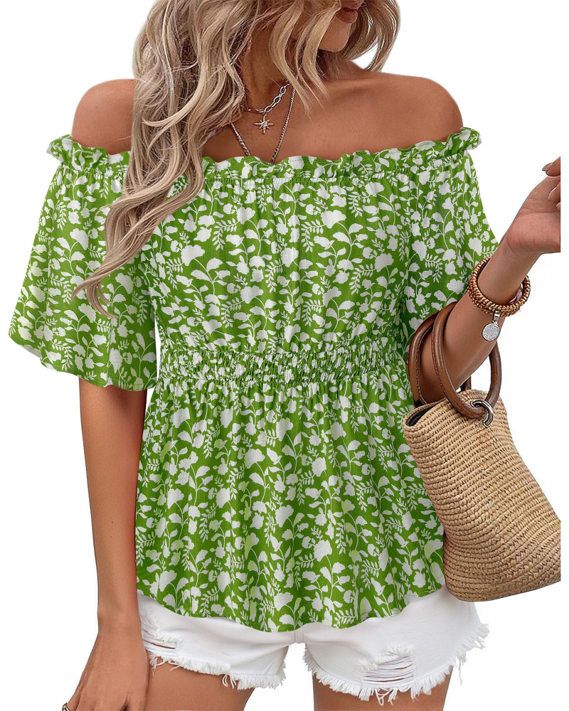 Lenora Top Femme – Bluzka hiszpanka z falbanami, dopasowany krój, elegancka na lato