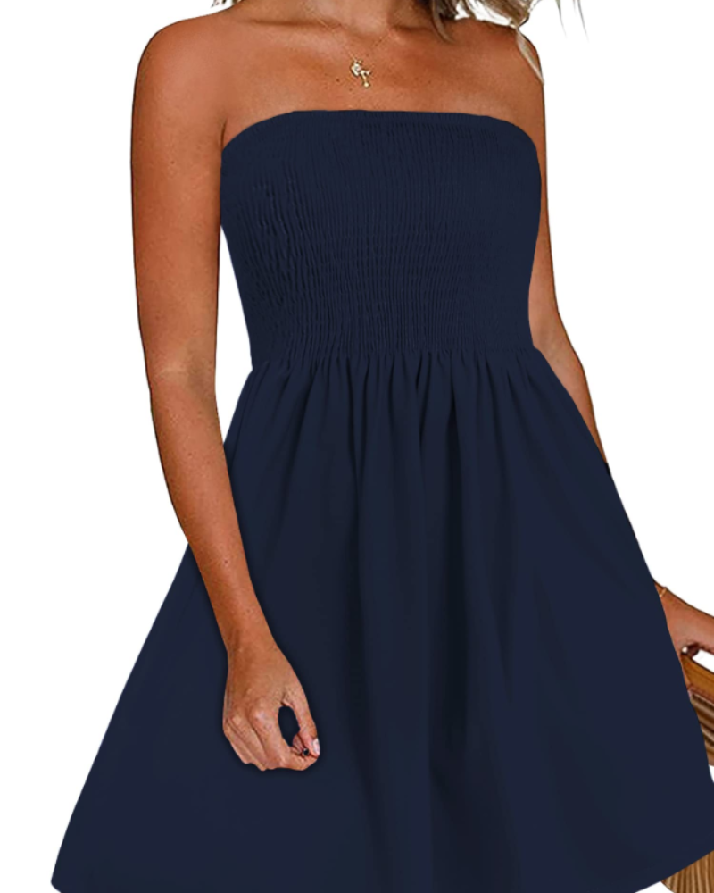 Liza Damenkleid – Bandeau-Kleid ohne Ärmel, fließender A-Linien-Schnitt & Strandstil für den Sommer