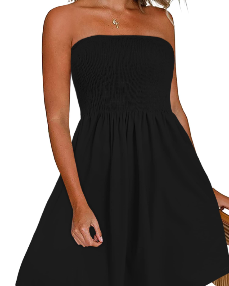 Liza Damenkleid – Bandeau-Kleid ohne Ärmel, fließender A-Linien-Schnitt & Strandstil für den Sommer