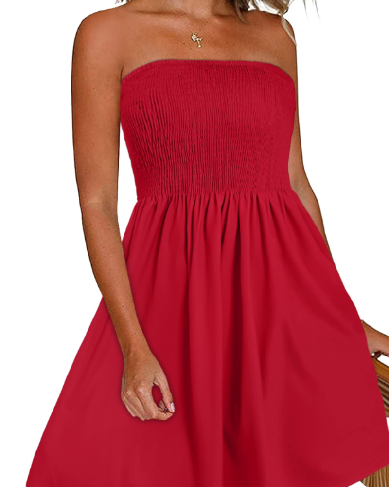 Liza Damenkleid – Bandeau-Kleid ohne Ärmel, fließender A-Linien-Schnitt & Strandstil für den Sommer