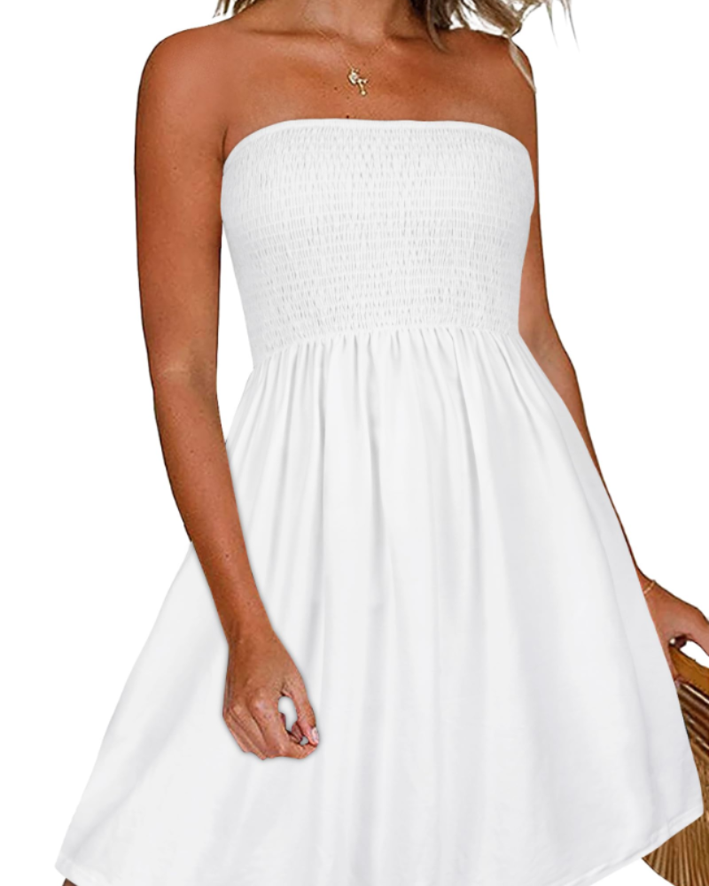 Liza Damenkleid – Bandeau-Kleid ohne Ärmel, fließender A-Linien-Schnitt & Strandstil für den Sommer