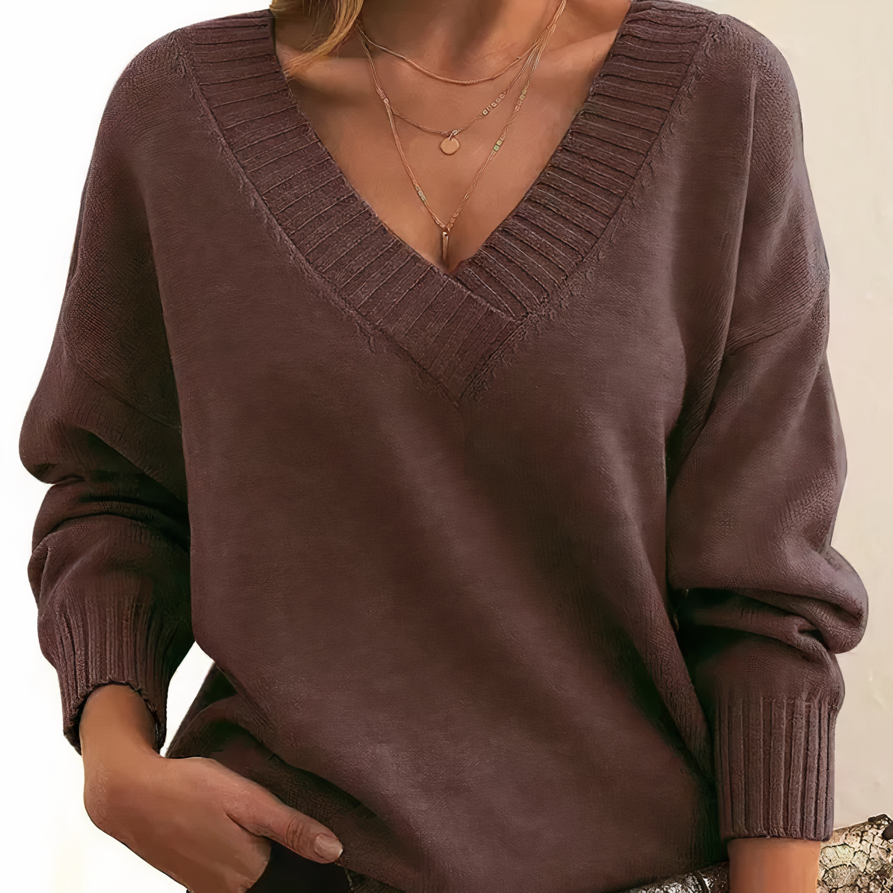 Zeyann Camisola de Caxemira com Gola V Mulher – 100% Caxemira Premium com Corte Suave, Quente e Clássico