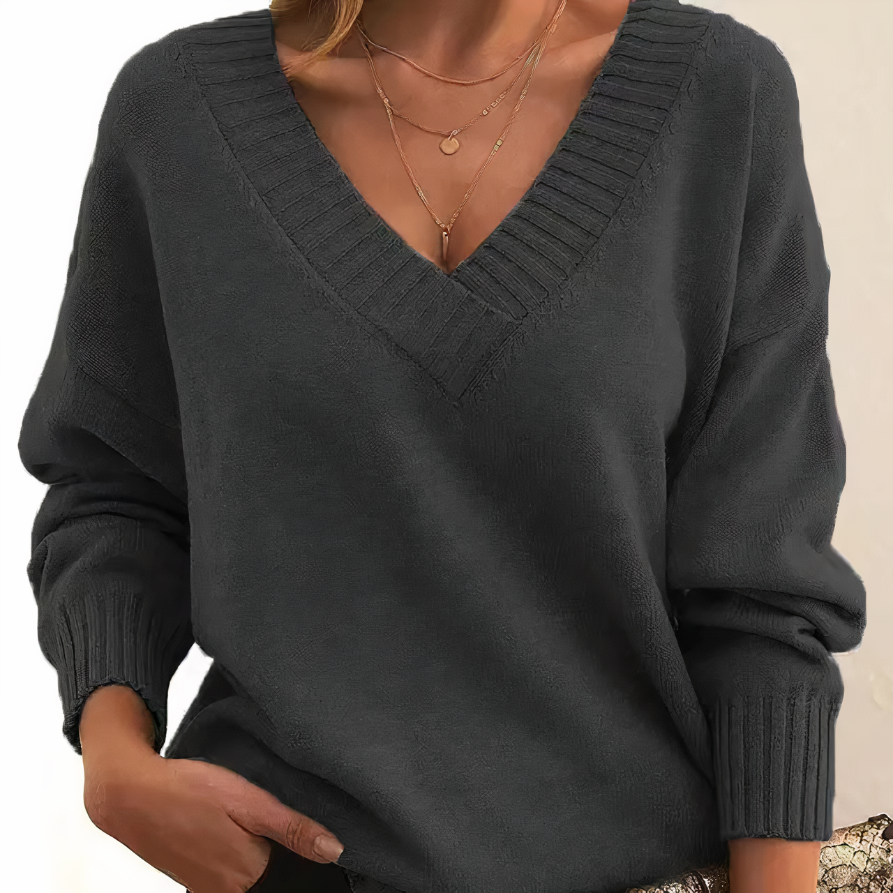 Zeyann Camisola de Caxemira com Gola V Mulher – 100% Caxemira Premium com Corte Suave, Quente e Clássico