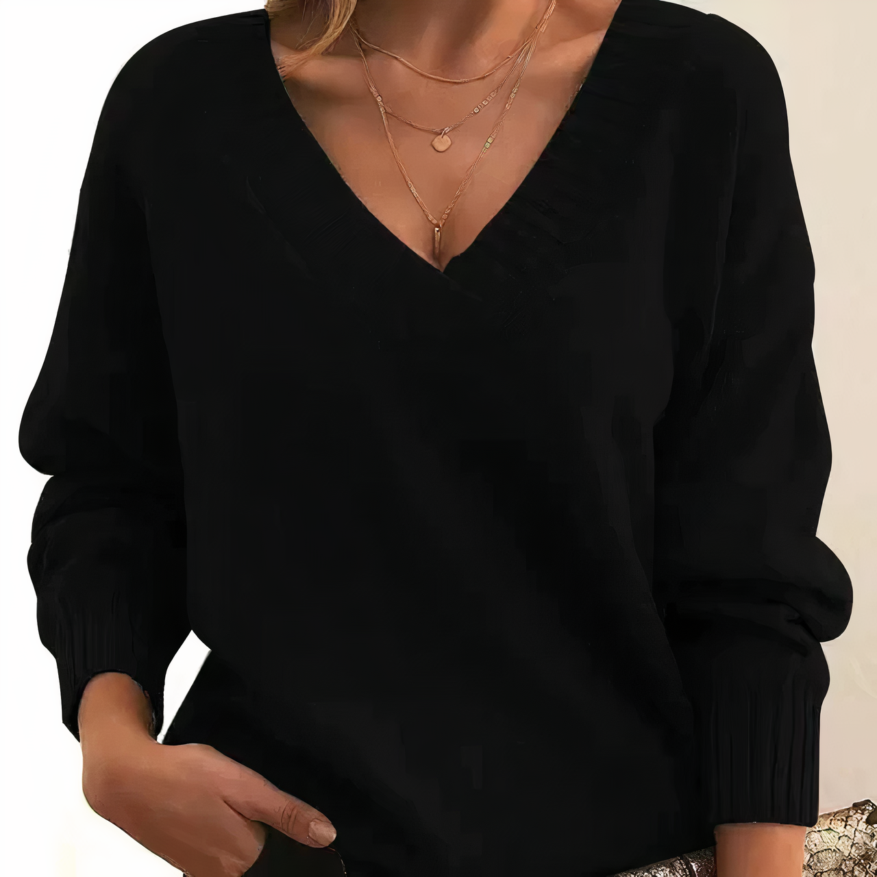 Zeyann Camisola de Caxemira com Gola V Mulher – 100% Caxemira Premium com Corte Suave, Quente e Clássico